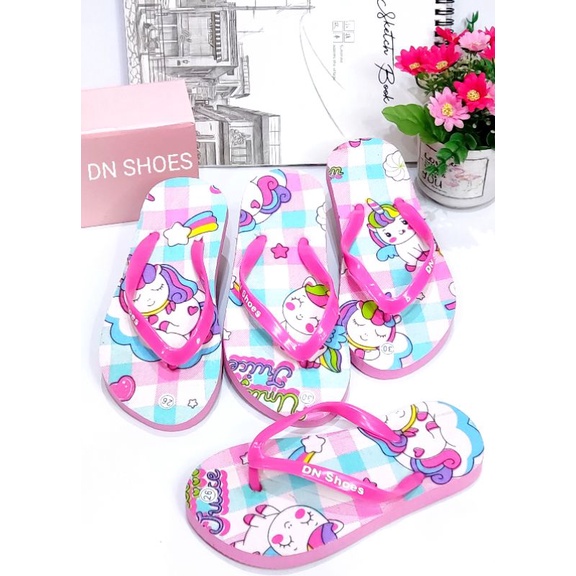 Sandal Anak Perempuan Sandal Jepit Flat Anak Karakter Unicorn Pink Tosca Juice Murah Lucu
