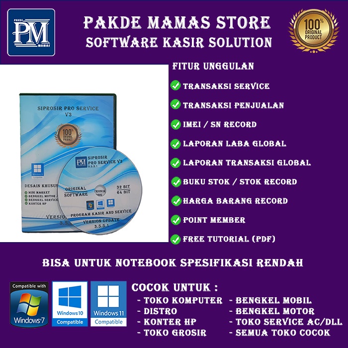 aplikasi software program kasir bengkel servis motor mobil sistem bagihasil siprosir pro service v3