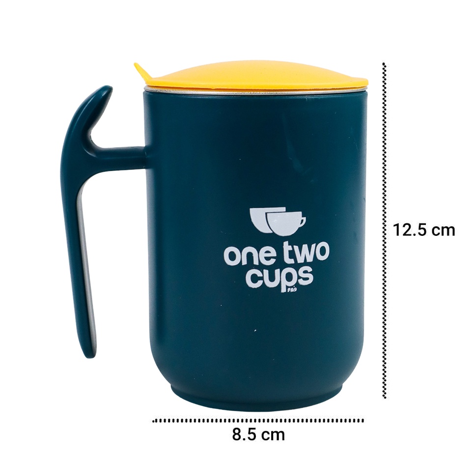 One Two Cups Gelas Kopi Double Layer Stainless Steel Insulation Mug Lid Sealed Cup - FG9