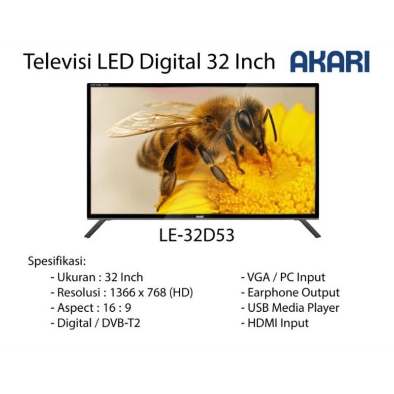 Televisi LED TV 32 Inch Digital Akari LE-32D53