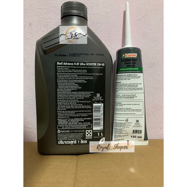 Oli Shell Ultra Matic Full Synthetic Sae 5w-40 1Liter &amp; Oli Gardan Castrol 120ml Original