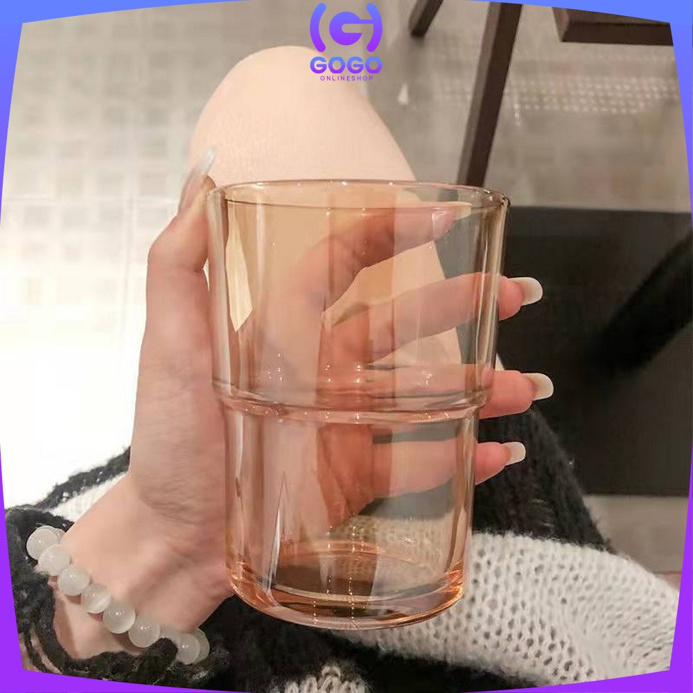 SN-C742 Tumbler Minum Aesthetic Gelas Minum Transparan 400ML dengan Sedotan / Bottle Cup Cangkir Kaca Anti Panas