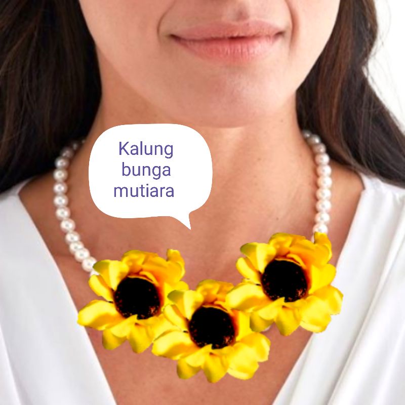 kalung bunga/kalung mutiara bunga/kalung mutiara/kalung cewek/kalung anak/fashion cewek/kalung fashi