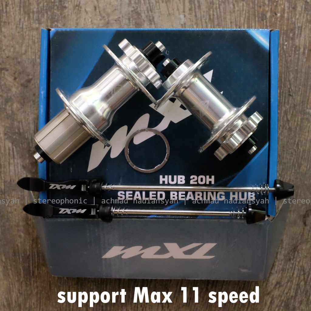 NEW - SILVER HUBSET 20 hole Discbrake Hub Freehub MXL jangkrik rapet Hubset Warna Silver MXL 20H dep