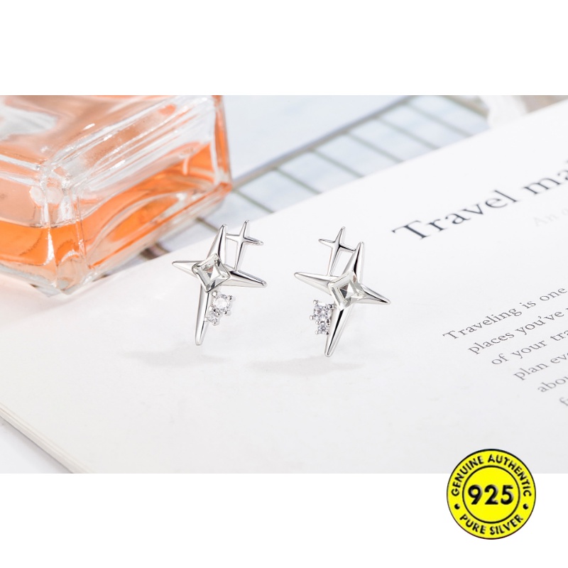 Anting Tusuk Motif Asterisme Salib Berlian Untuk Wanita U1418