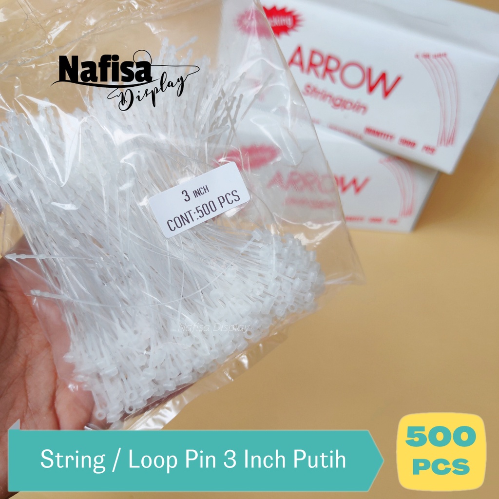 

String Loop Pin Arrow 3 Inch Putih Isi 500 Pcs Untuk Label Hang Tag Nafisa