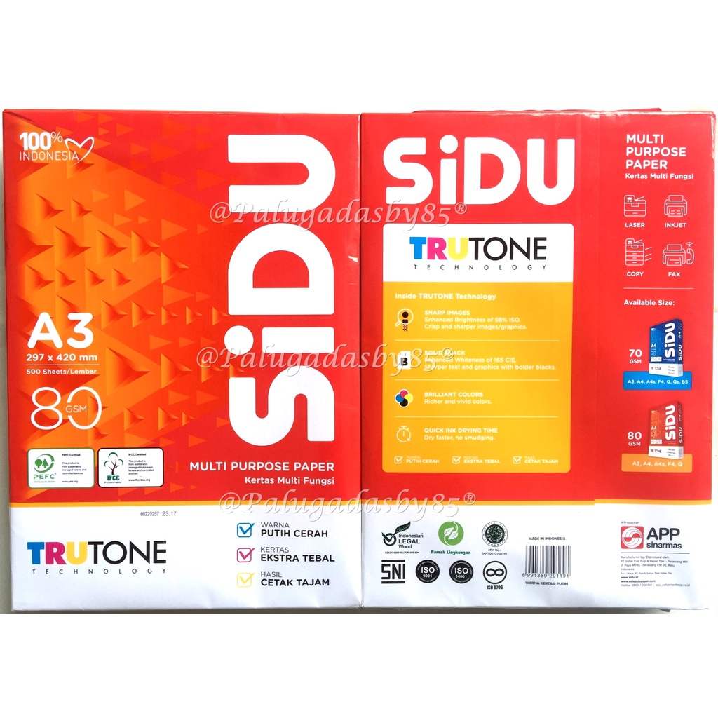 

Kertas HVS Sidu A3 80 Gram (1 Pak) / Kertas HVS Sinar Dunia A3 80 / Sidu Kertas HVS / HVS A3 80 Gr