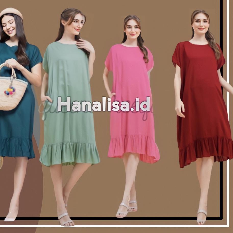 BAJU DRESS DASTER BAWAH RUFFLE RUFLE REMPEL TIDUR WANITA BUSUI RUMAHAN RESLETING DEPAN BUMIL KEKINIA