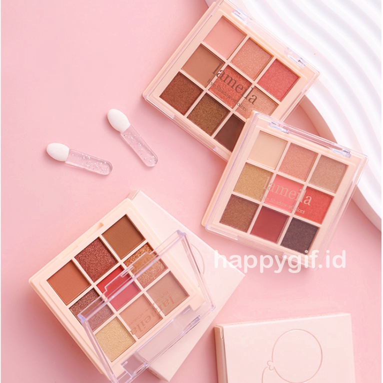 LAMEILA 9 Colors New Eyeshadow Free Kuas Pallete Waterproof LA209 5194