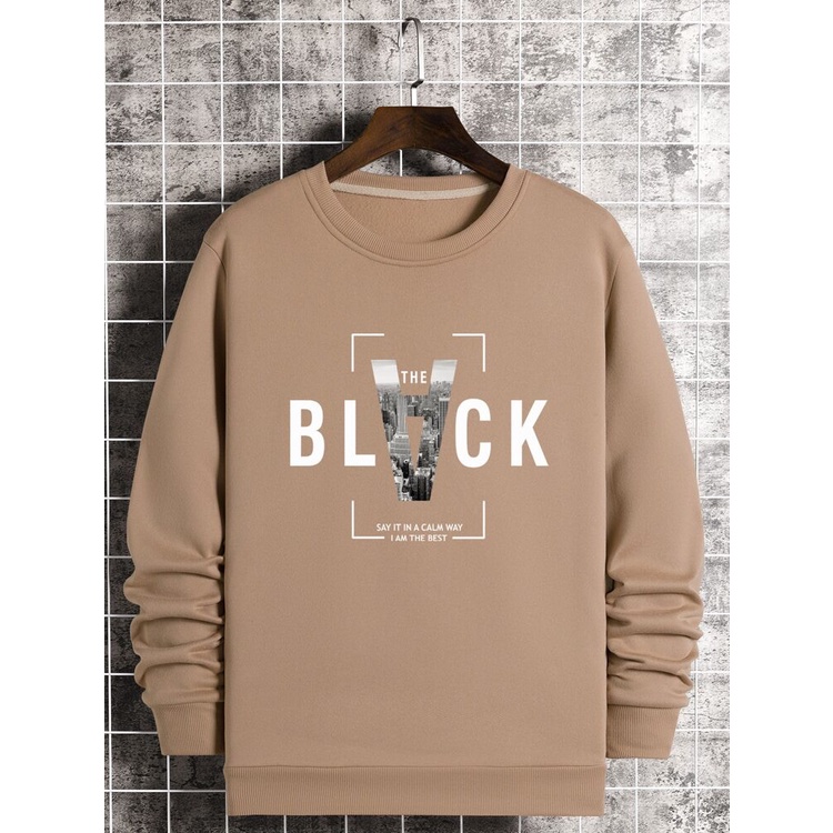 BLACK Sweatshirt Basic II Sweater Crewneck Print DTF II Sz M - XL Anak &amp; Dewasa ( Pria &amp; Wanita )