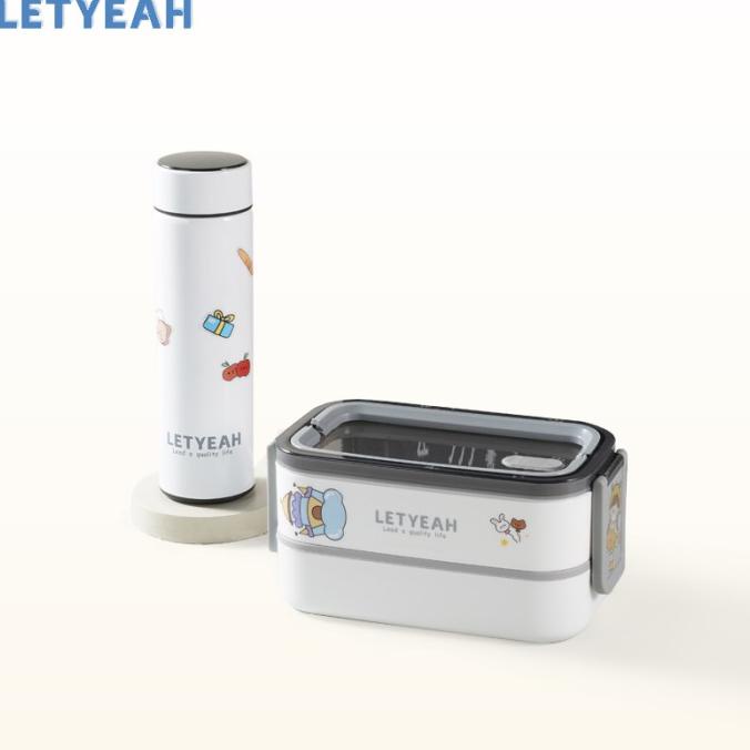 LetYeah lunch box set/1600ml Kotak makan/500ml cangkir sup dan termos