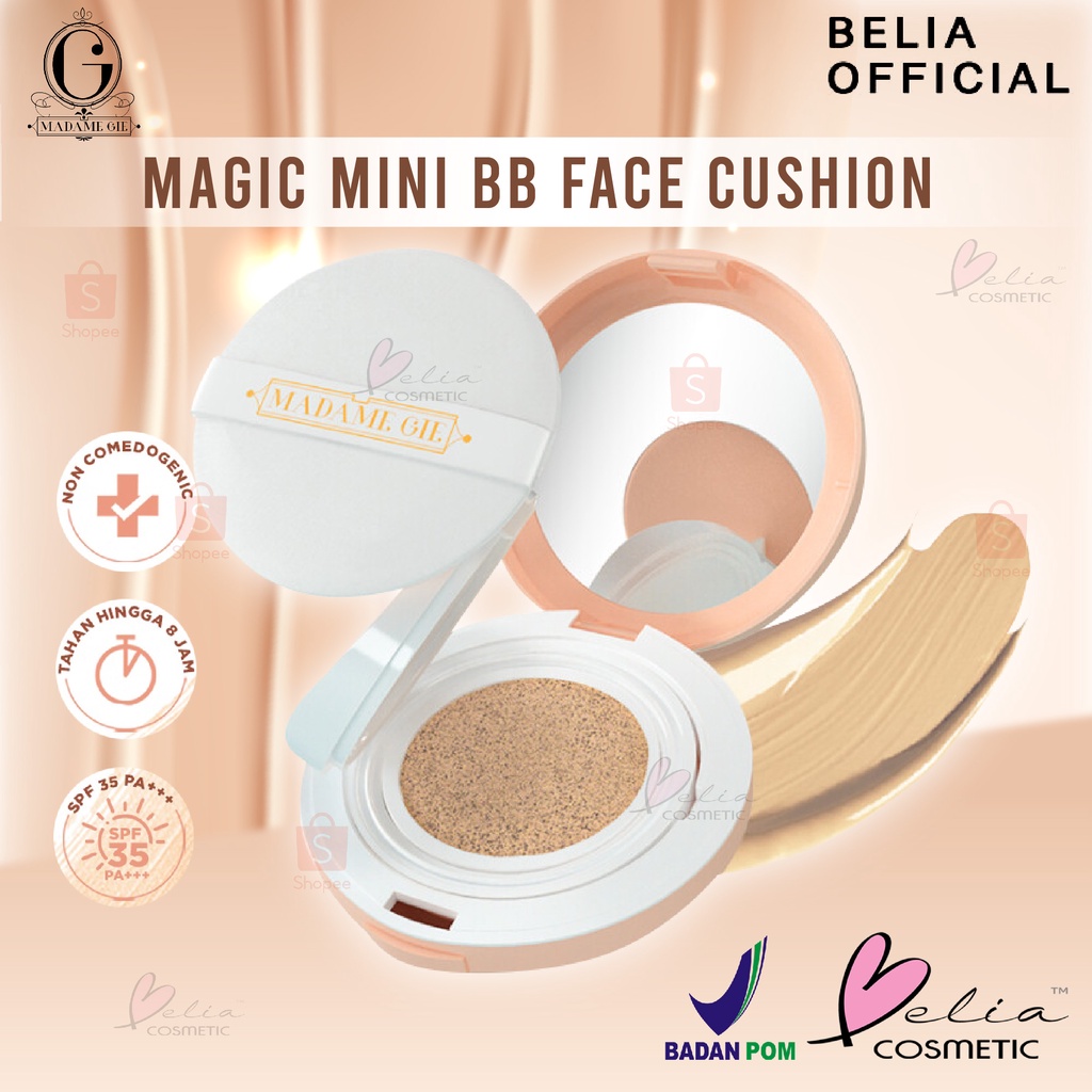 ❤ BELIA ❤ Madame Gie Magic Mini BB Face Cushion - SPF 35 PA++ Dewy Finish Foundation Tidak Menyumbat Pori-Pori | BPOM