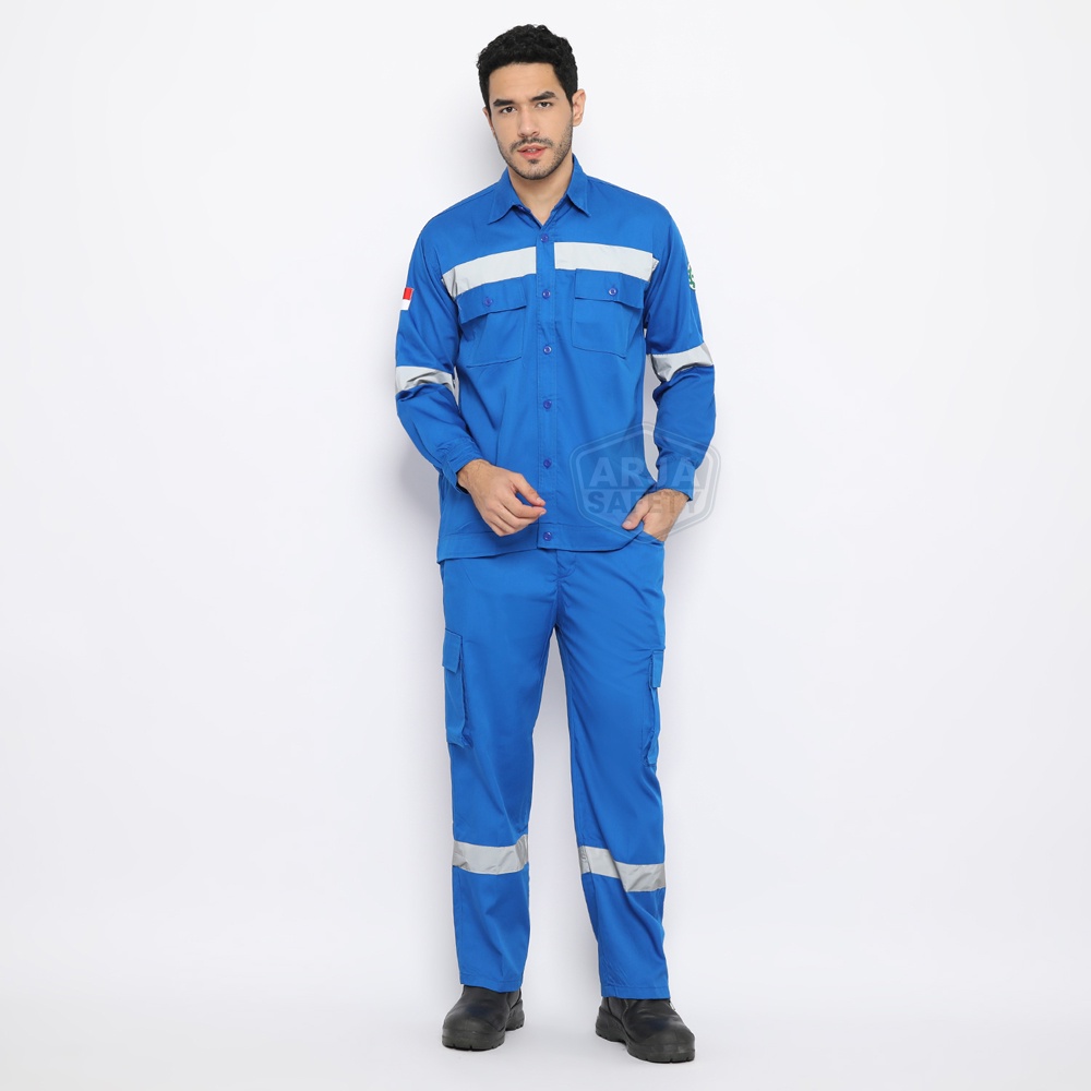 ARJA SAFETY [ FREE LOGO SAFETY &amp; BENDERA ] Wearpack Setelan | Wearpack Stelan | Baju Celana | Wearpack Safety Setelan | Wearpack Kerja Safety | Werpak Drill | Baju Proyek Safety