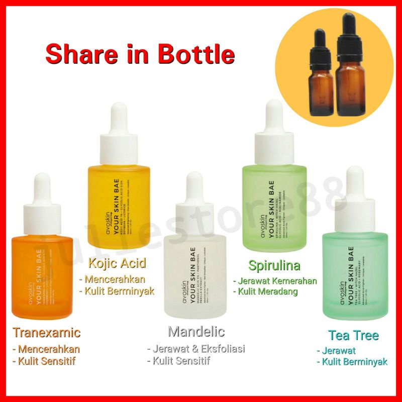 (SHARE IN JAR) AVOSKIN YSB Your Skin Bae Kojic Acid Tranexamic Tea Tree Spirulina Mandelic Serum