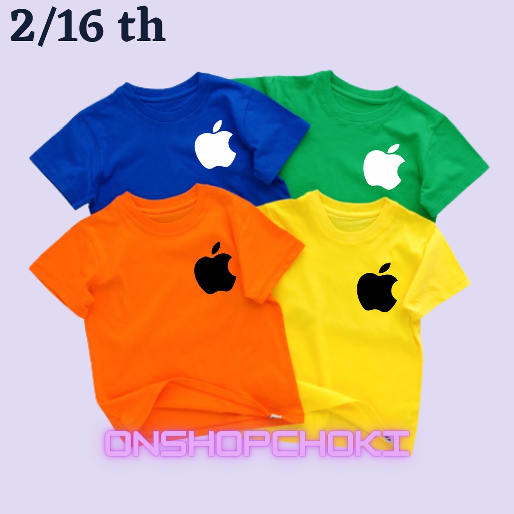 Kaos Anak LOGO &lt;APPEL&gt; Ideal Usia 2-16th Unisex Cowok/Cewek Kaos Oblong Anak Pakaian Anak