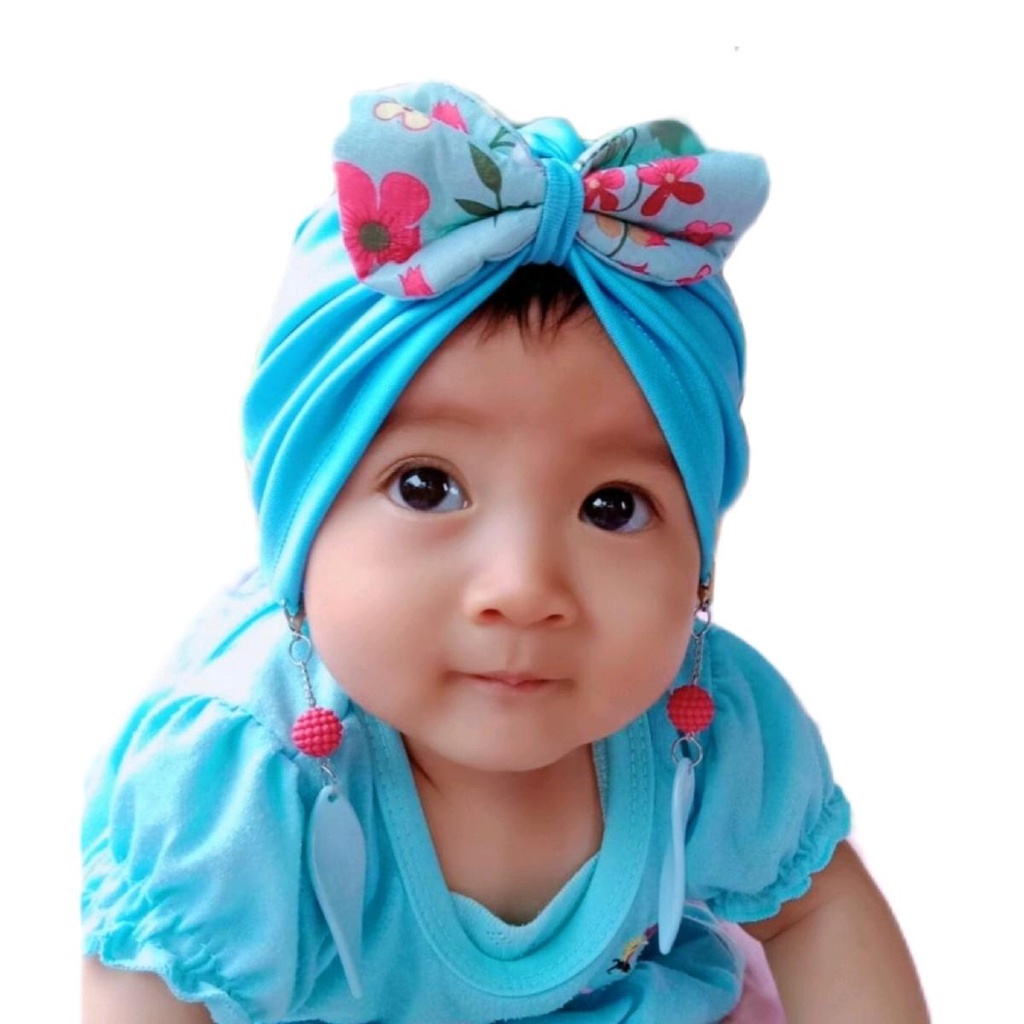 Turban anak anting pita bunga