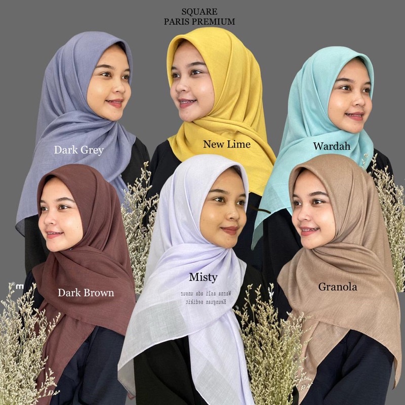 SQUARE PARIS PREMIUM Jadul Sekolah segiempat hijab voal paris premium segi empat umama basic