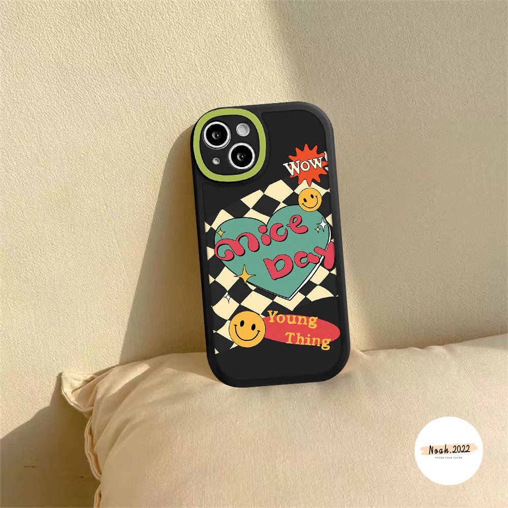 IPHONE Soft Case Kompatibel Untuk Iphone14Plus11 12 13 Pro Max6 6s 7 8 Plus Xr X Xs Max Se2020Wajah Tersenyum Cinta Papan Catur TPU Case Tahan Air Penutup Belakang