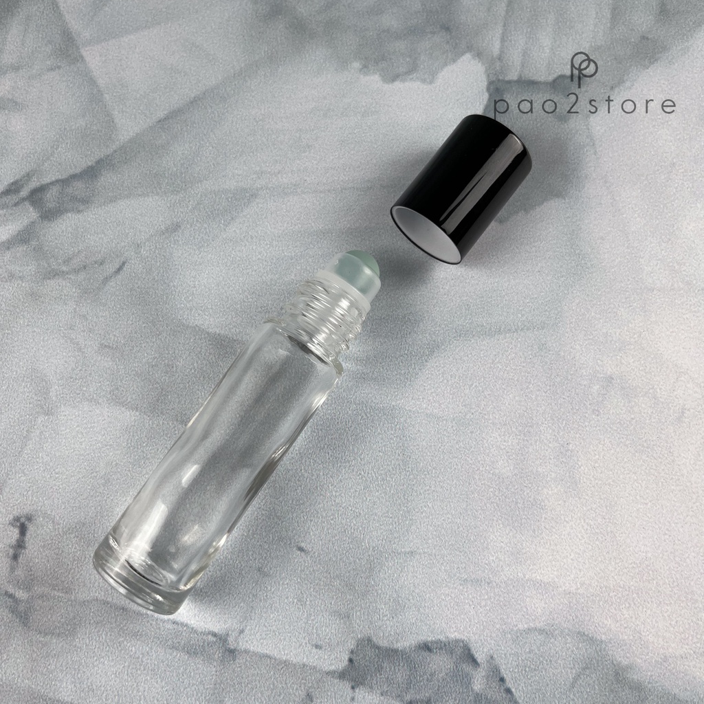 Botol Roll On 10ml Kaca Tebal Clear / Bening - Bola Kaca - Essential Oil Parfum Refillable