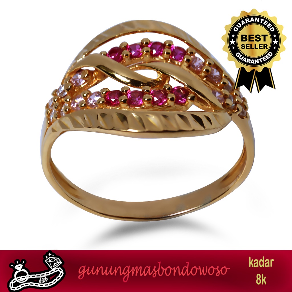 Cincin emas asli kadar 375% berat 1.760 gram size 12