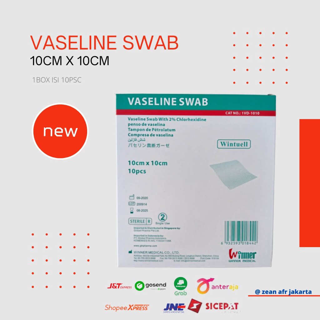Jual Vaseline Swab 10cm x 10cm (1 dus = 10 pcs) Shopee Indonesia