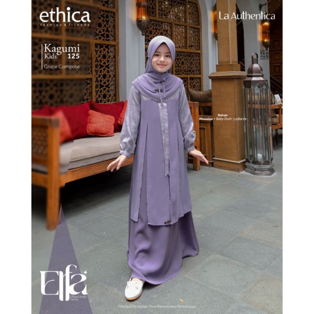 Ethica Elfa 261 Grape Compote Kagumi 260 Kahfi 235 Kagumi Kids 125 Kahfi Kids 171 Baju Muslim Gamis Sarimbit Keluarga Family Series Lebaran Terbaru Ori