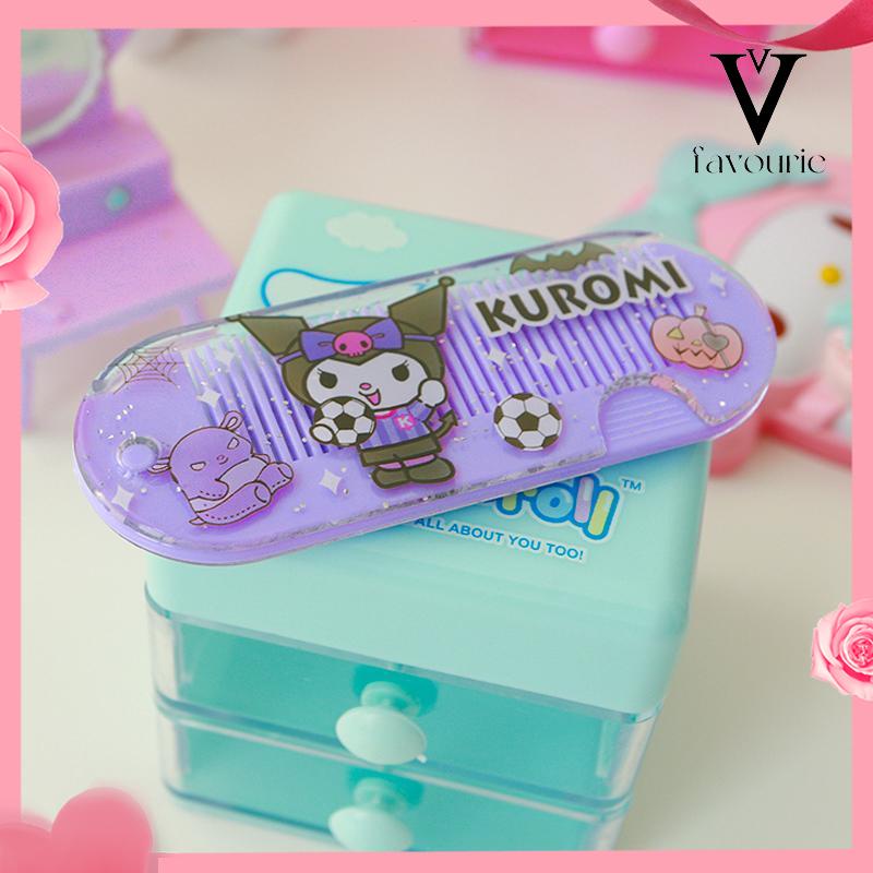 CODSisir Kecil Plastik  Kartun Lucu Lipat Portabel Sisir Poni  Kuromi Melody Cinnamoroll Kitty-FA