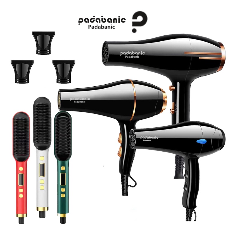 KOMBO PAKET HEMAT Hairdryer Pengering Rambut Penggunaan Salon ION negatif Design Elegan 3 Tingkatan Suhu dan Catokan Sisir Rambut Cepat Panas PADABANIC Type-9689 LED DISPLAY 3in1 Multifungsi Garansi Pabrik