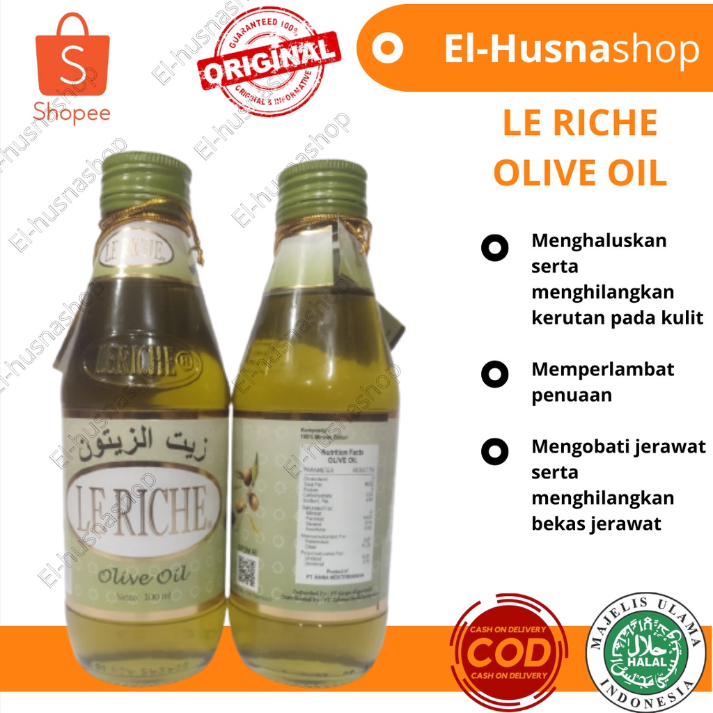 

Minyak Zaitun Le Riche Olive Oil Asli Untuk Perawatan Kulit Terbaik Isi 300ml