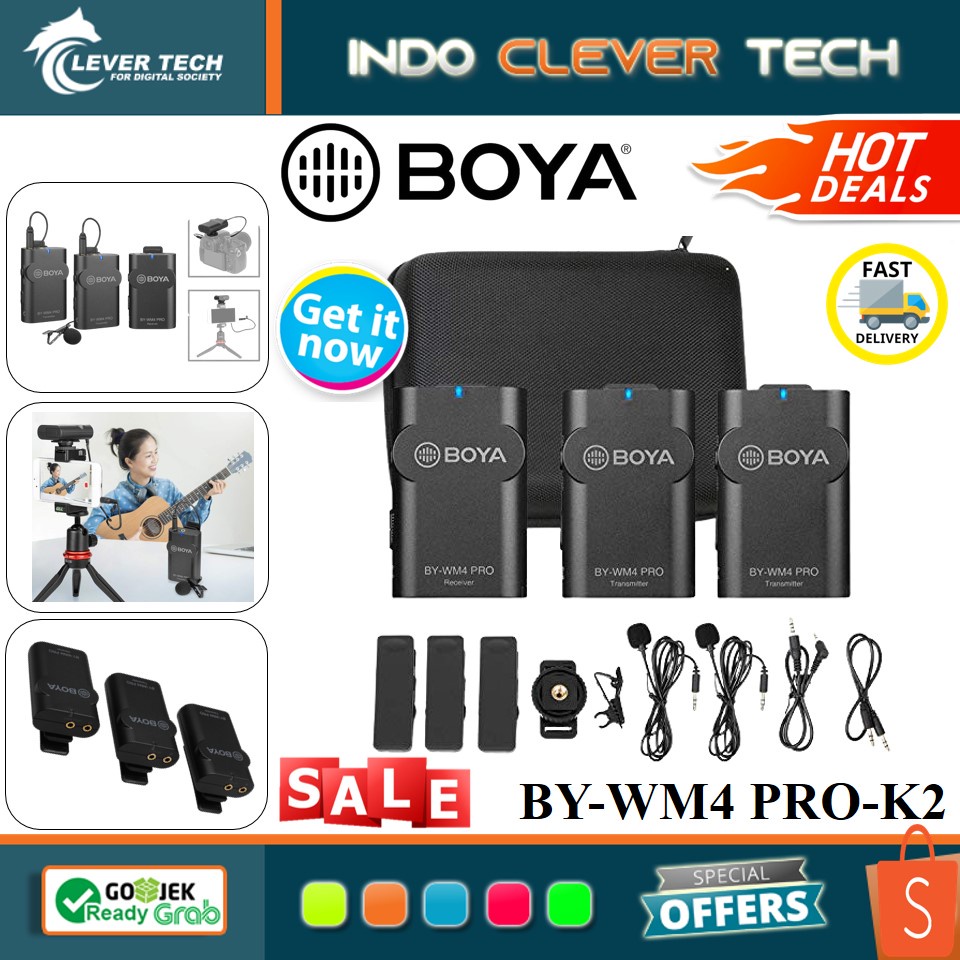 BOYA BY-WM4 Pro K2 Wireless Mic Microphone for Camera &amp; Smartphone