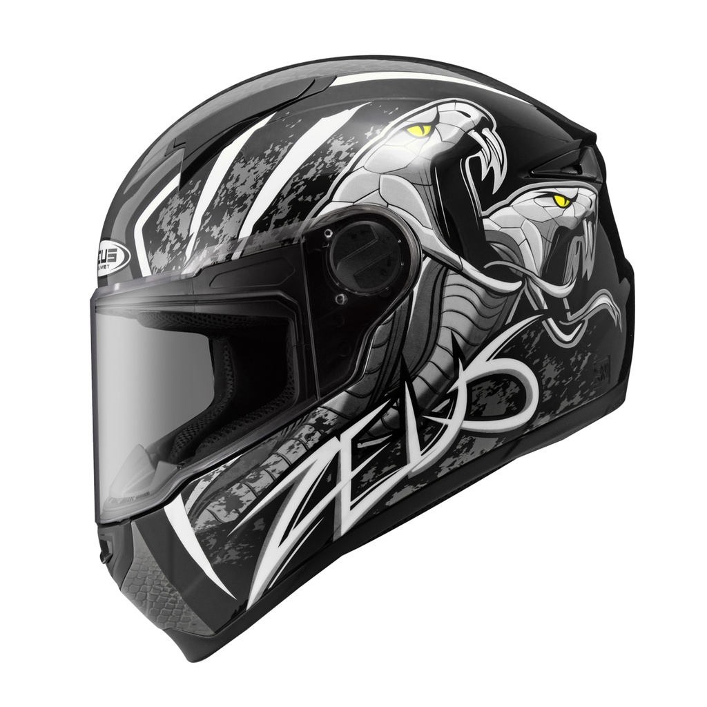 Jual Zeus Zs C Blk Al Whi Glossy Full Face Single Flat Visor Free