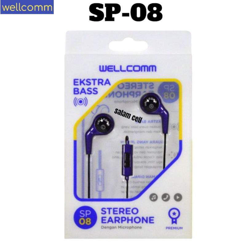 Headset Wellcomm SP08 Extra Bass Stereo Premiun Class Original Sp 08 Garansi Resmi