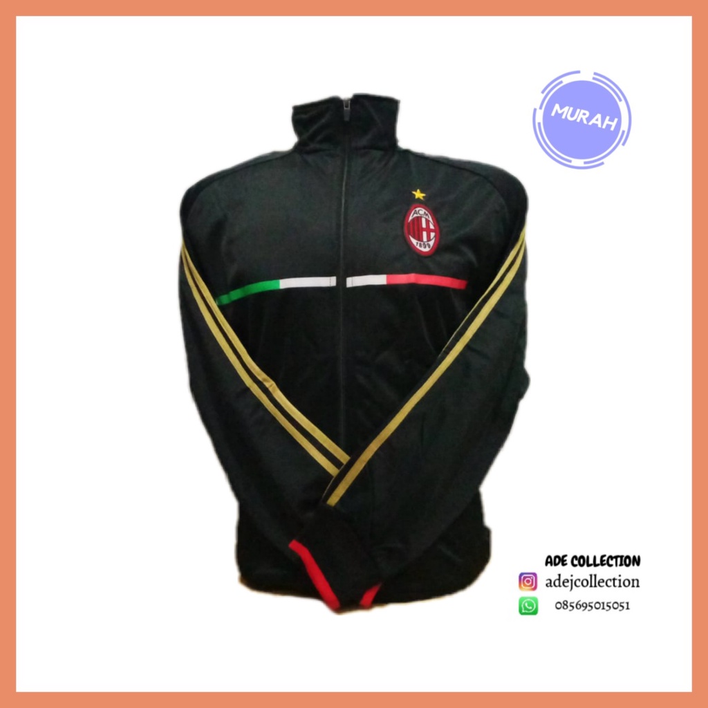 Jaket Bola AC Milan Hitam Garis KW Super