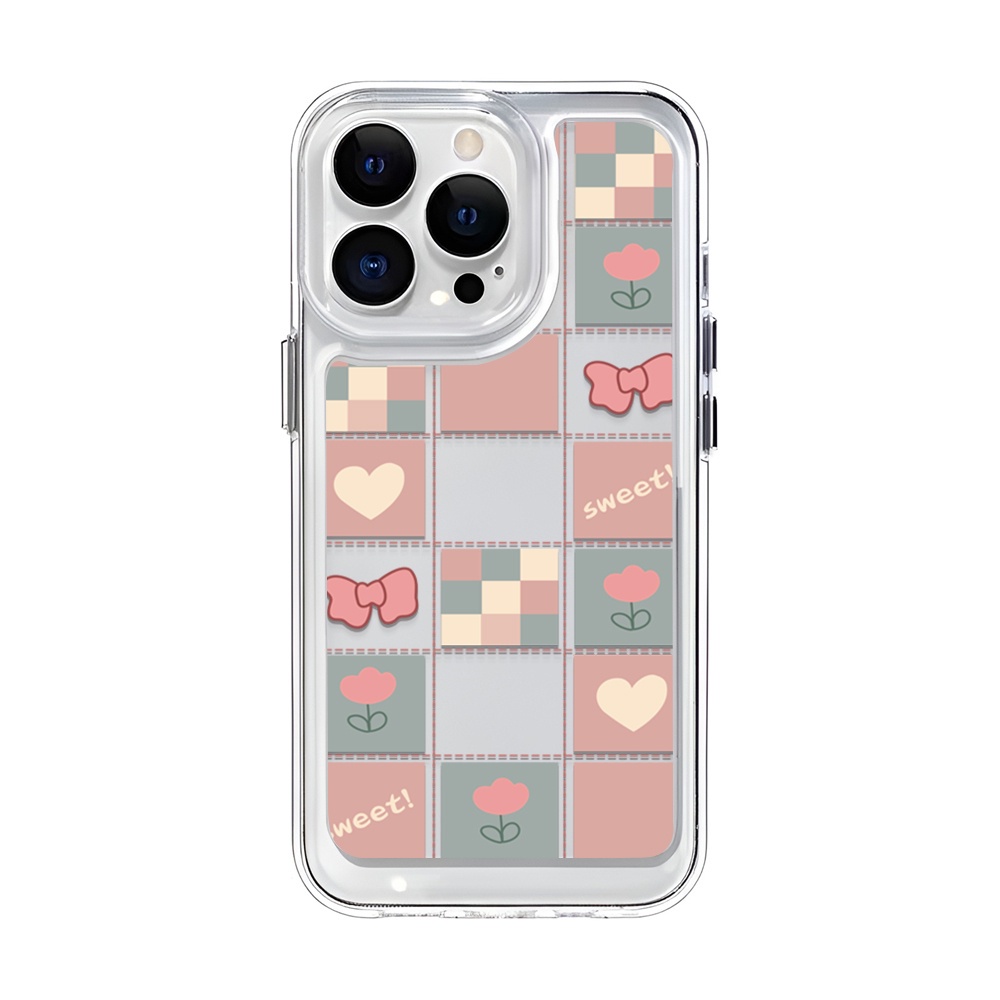 IPHONE Cute Love Bow Soft Phone Case Kompatibel Untuk Iphone14 13 12 11 Pro XS Max X XR 7 8 Plus Casing Shockproof Transparan TPU Cover