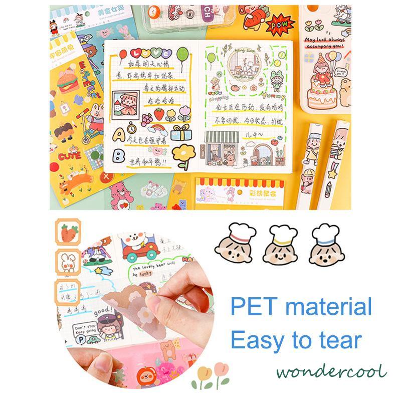 102Pcs Stiker Graffiti Kartun Beruang Lucu Anti Air Untuk Dekorasi Kopersepeda DIY Stationary -Won