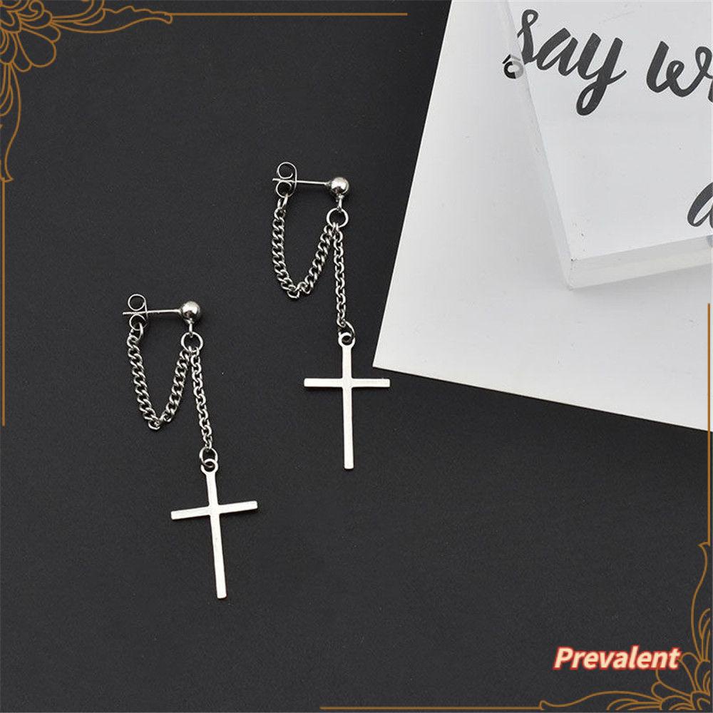 PREVA Cross Chain Earrings Street Personality Handsome No Pierced