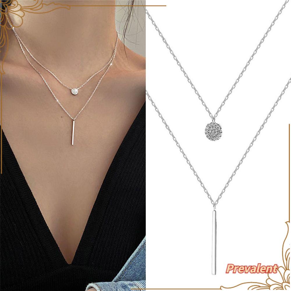 Liontin Panjang PREVA 925 Sterling Silver Perak Rose gold Kilat Diamond Full Zircon