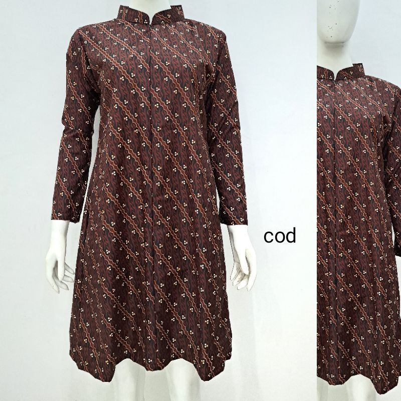 Tunik Batik Kekinian Terbaru / Atasan Batik Wanita Modern Jumbo Ld 120 / Atasan Batik Wanita Lengan 