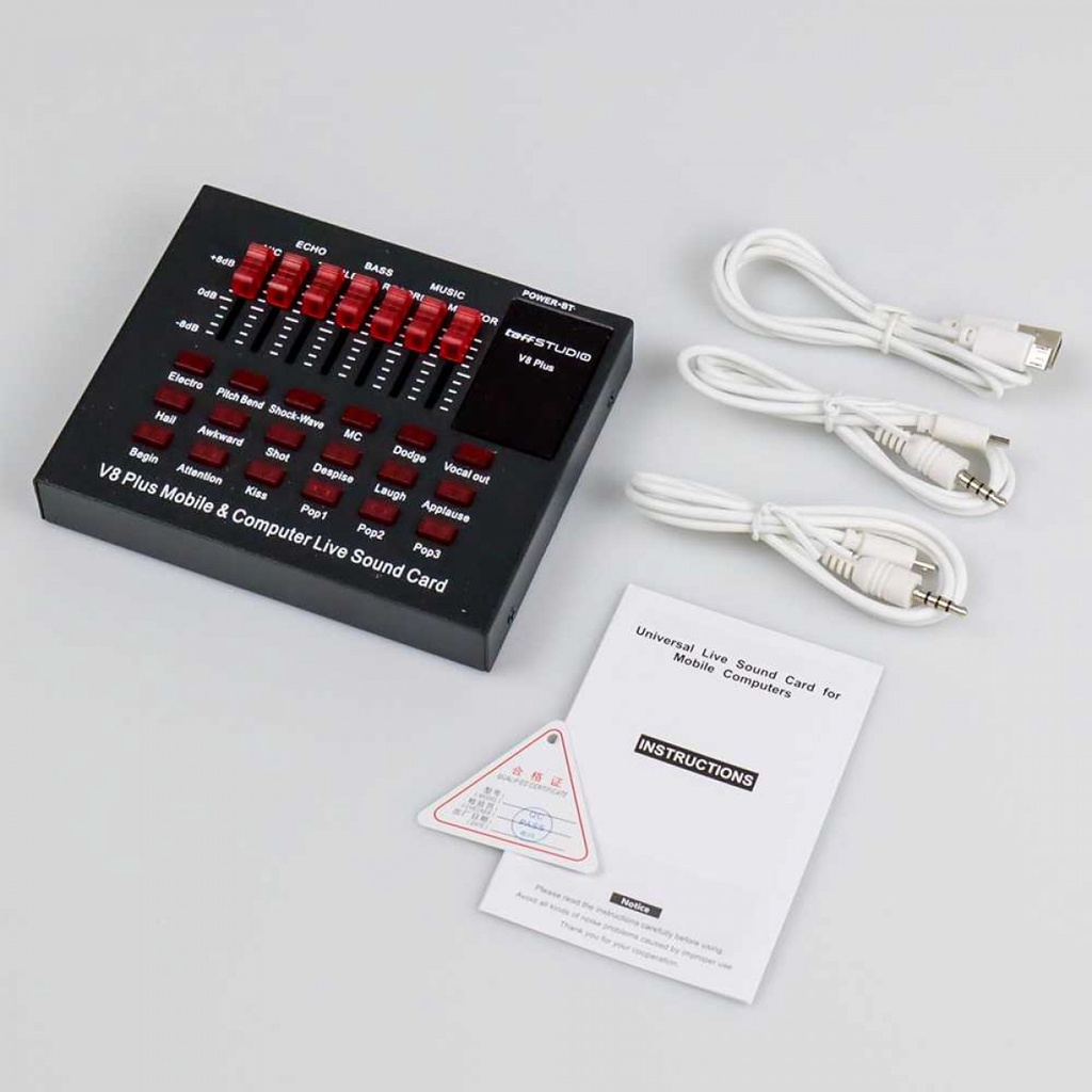 TaffSTUDIO Soundcard V8 Plus Mixer Bluetooth USB External Audio