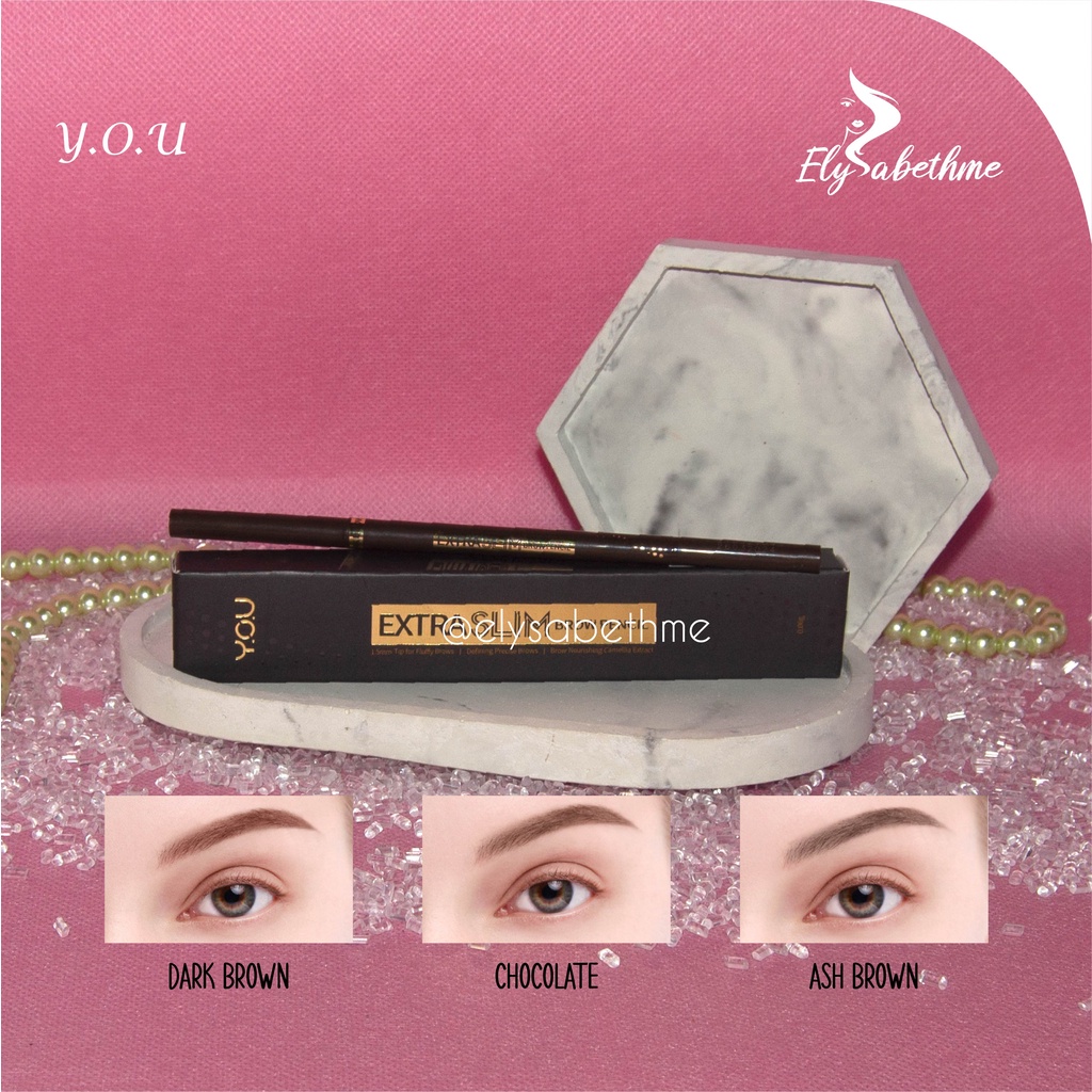 ✿ELYSABETHME✿ Y.O.U Extra slim brow pensil alis ekstra slim bentuk alis jadi mudah pencil