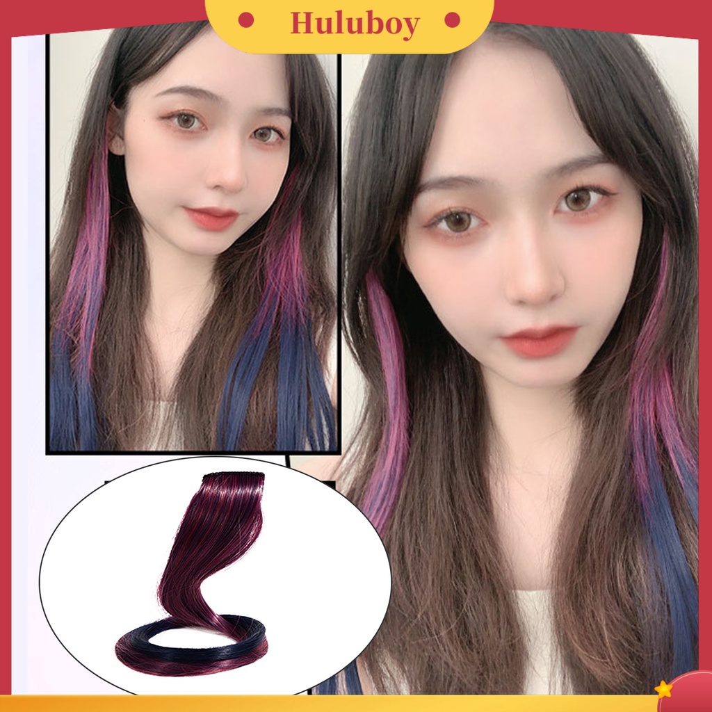 1 Set Rambut Palsu Extensions Highlight Adjustable Warna-Warni Untuk Wanita