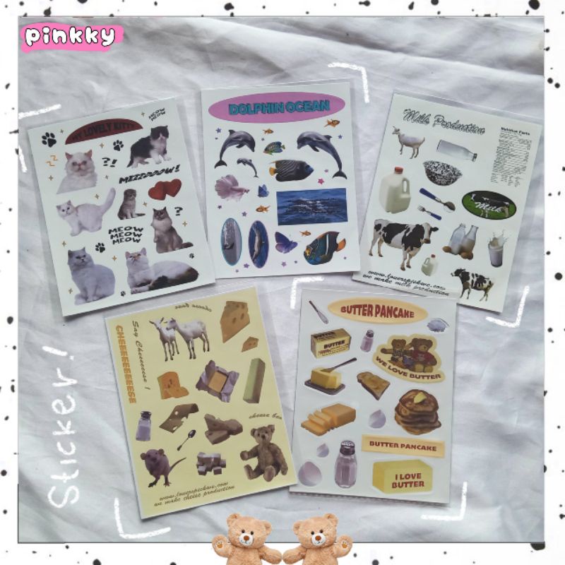 

[Pinkkyst.id] Sticker motif Kartun Sapi / Beruang kuning untuk Dekorasi aesthetic Deco buku Diary / Journal / Stiker Deco / Stiker Tumblr Satuan