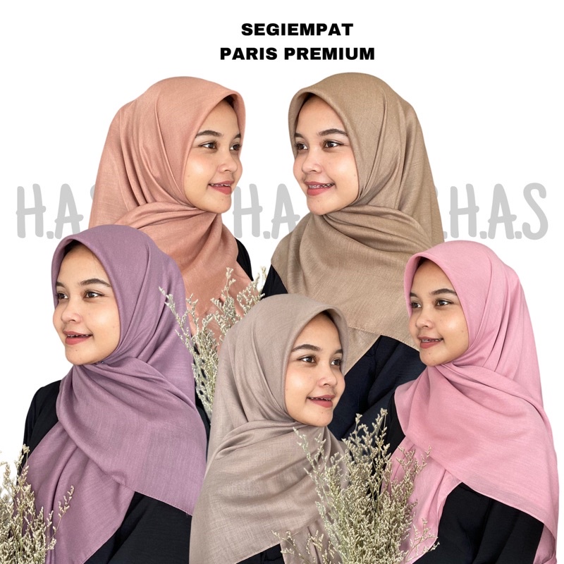 SQUARE PARIS PREMIUM Jadul Sekolah segiempat hijab voal paris premium segi empat umama basic