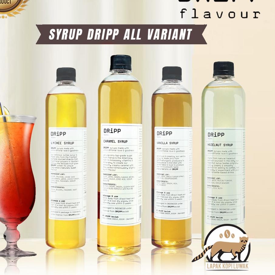 

✓ Dripp Syrup All Variant - Sirup Dripp Pandan, Caramel, Hazelnut, Vanilla, Lychee, Palm Sugar Kekinian