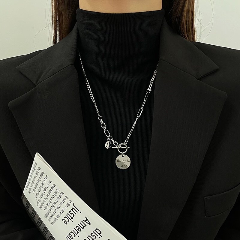 Kalung Rantai Klavikula Lapisan Ganda Gaya Korea Untuk Aksesoris Sweater Wanita