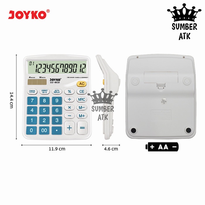 

CALCULATOR KALKULATOR JOYKO CC-8 12 DIGITS CHECK CORRECT #ORIGINAL