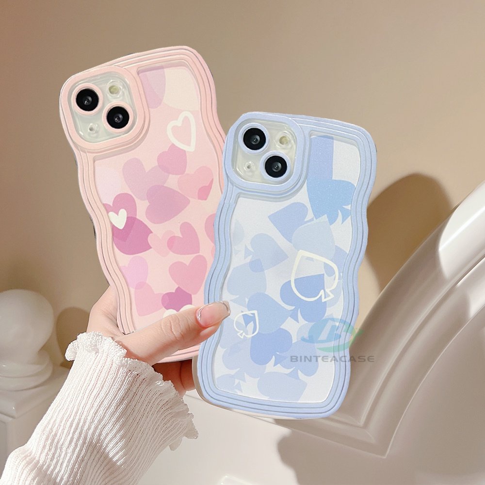 Casing TPU IPhone 14 Pro Max 14 Plus 11 Pro 11 Pro Max 12 12 Pro Max 13 Pro Max 6 6S 7 8 + Aksen Hati Pink Hijau Biru