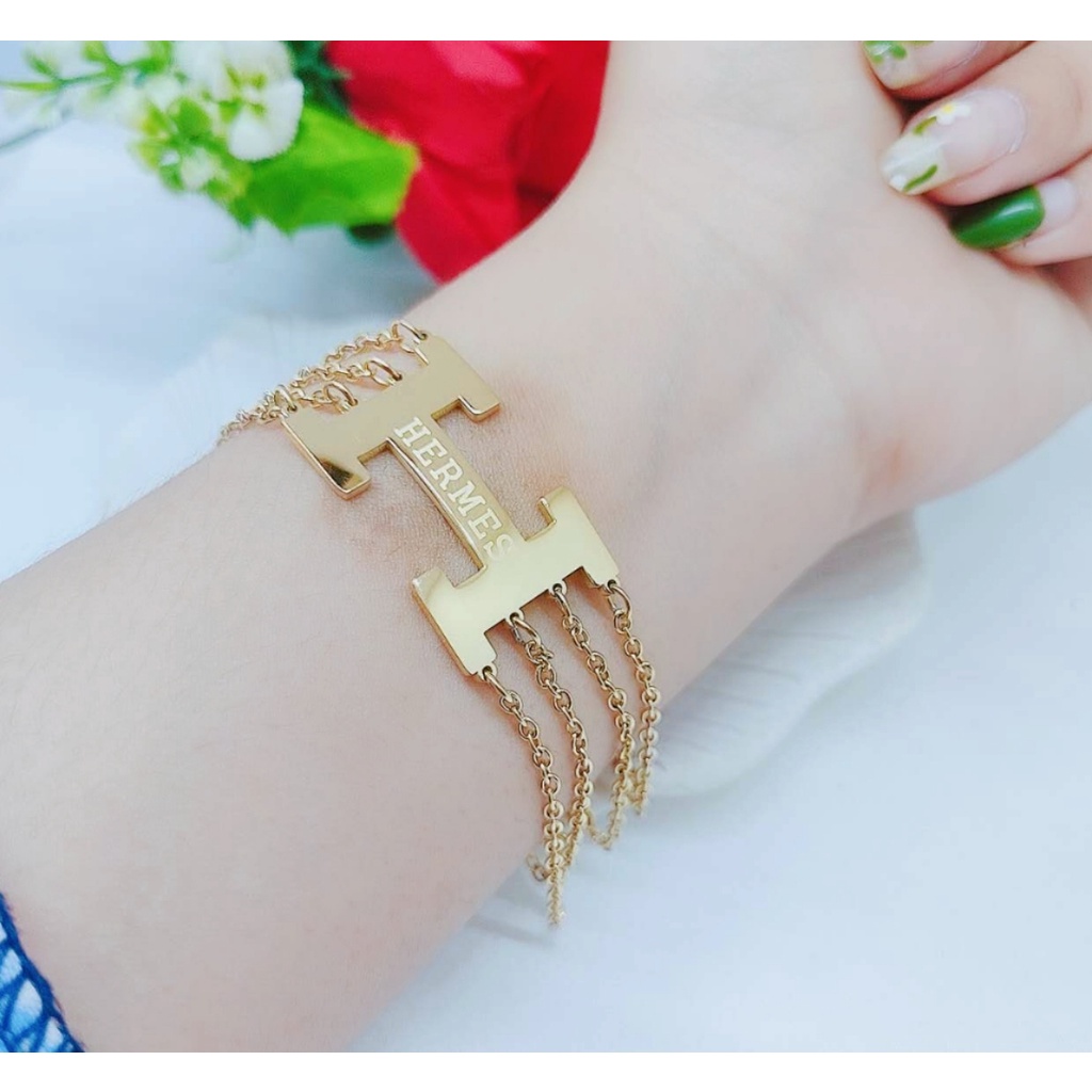 Gelang Titanium 4Rantai Perhiasan Wanita C&amp;D/H