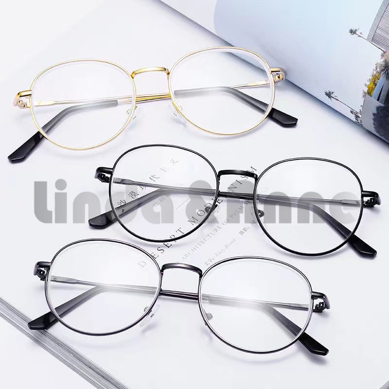 Kacamata Fashion Bingkai Retro Lensa Minus -0.50 -- 4.00 Untuk Pria Dan Wanita