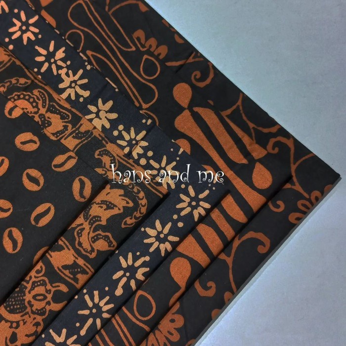 Kain Kain Perca Batik Cap Motif Hitam Coklat (Per Set)